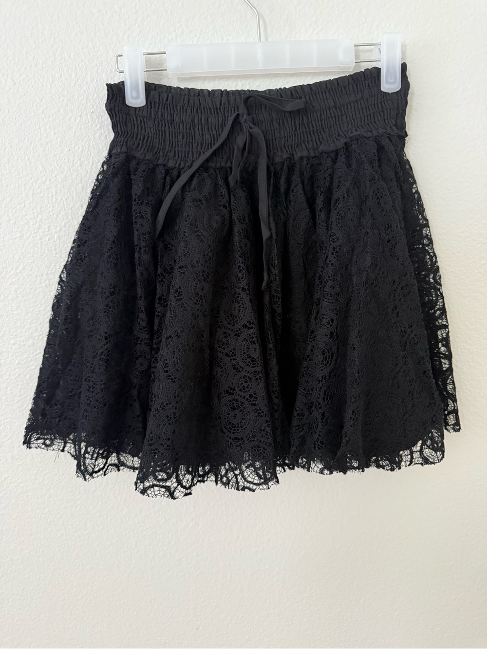 Free People Black Lace Elastic-Waist Skirt NWOT